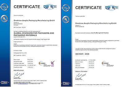 fenmei packaging germany factory has obtained the certification of the ceiling level of food packaging product safety and quality management